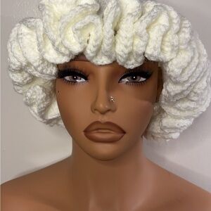 Cream Knit Hair Bonnet
